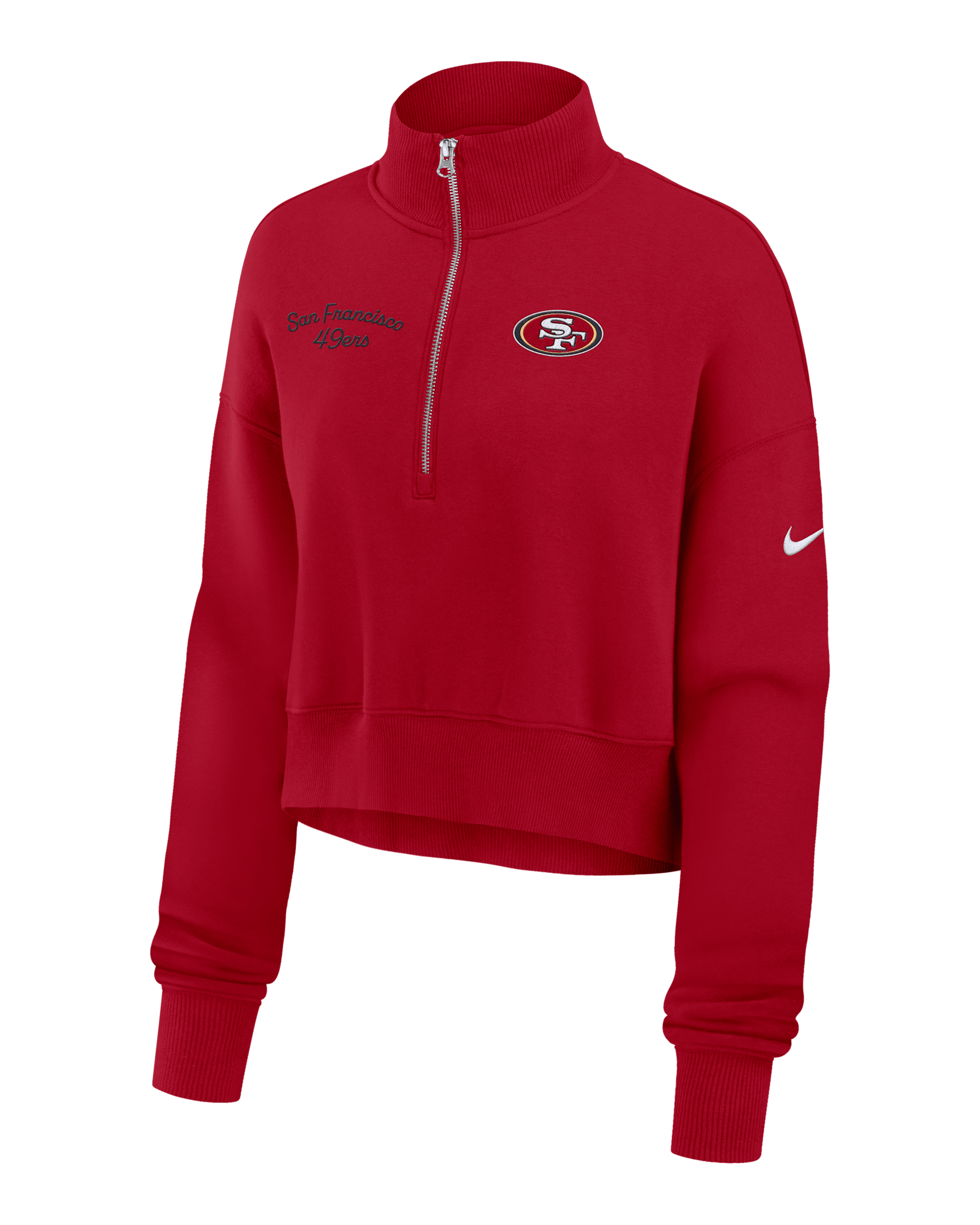San Francisco 49ers Phoenix Women's Nike NFL Cropped 1/4-Zip Crew